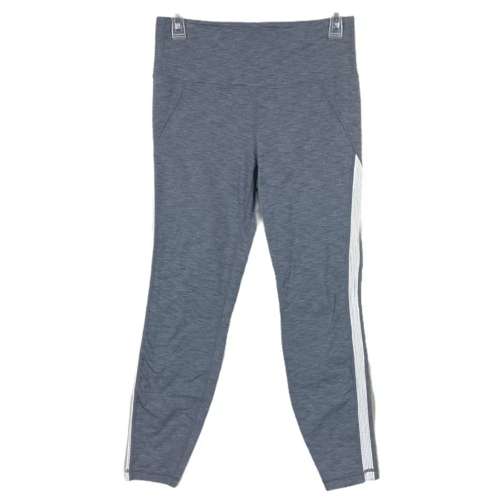 Athleta High Rise Mesh Chaturanga Active Leggings Gray White Medium - Picture 1 of 6